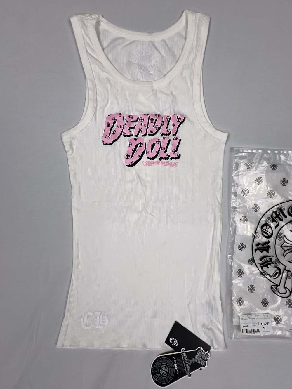 Chrome Hearts X Deadly Doll Graphic Ribbed Tank Top White Size S